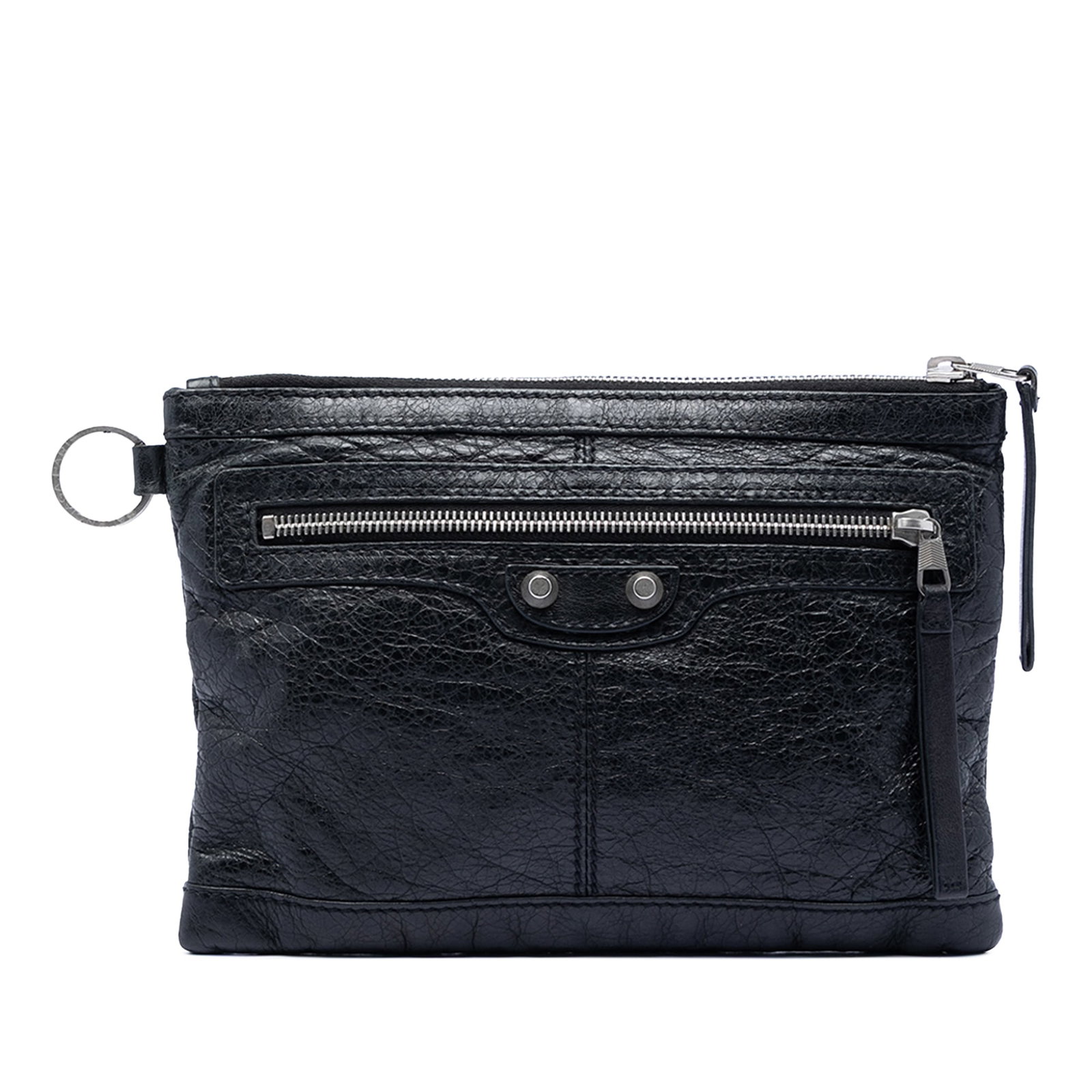 Balenciaga black leather clutch with zip pocket and dust bag (1 of 8)