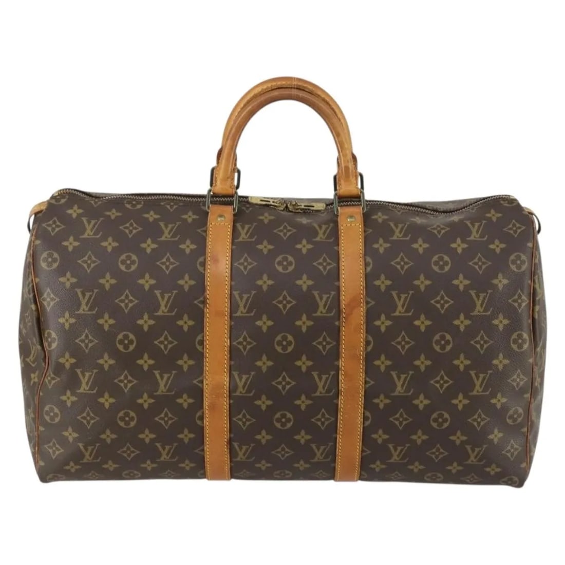Louis Vuitton Keepall Monogram Canvas Unisex Travel Bag 50cm: Louis Vuitton Keepall Monogram Canvas Unisex Travel Bag 50cm This Louis Vuitton Keepall bag features the classic Monogram Canvas design in brown. Designed for unisex use, it offers ample storage and i