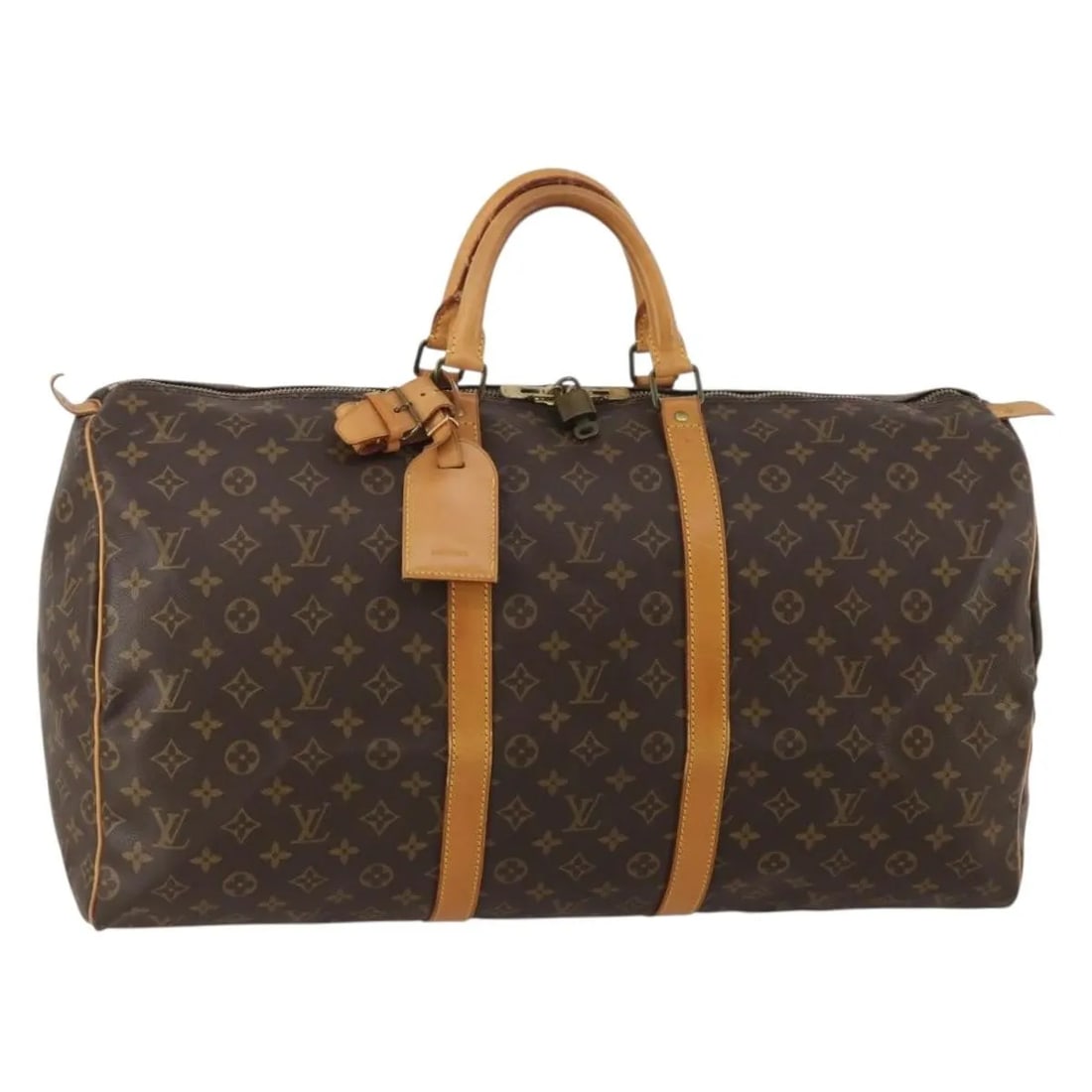 Louis Vuitton Keepall Brown Monogram Canvas Travel Bag: Louis Vuitton Keepall Brown Monogram Canvas Travel Bag Louis Vuitton Keepall in brown monogram canvas with leather trim and hardware. This unisex travel bag is made in France and remains in good condi