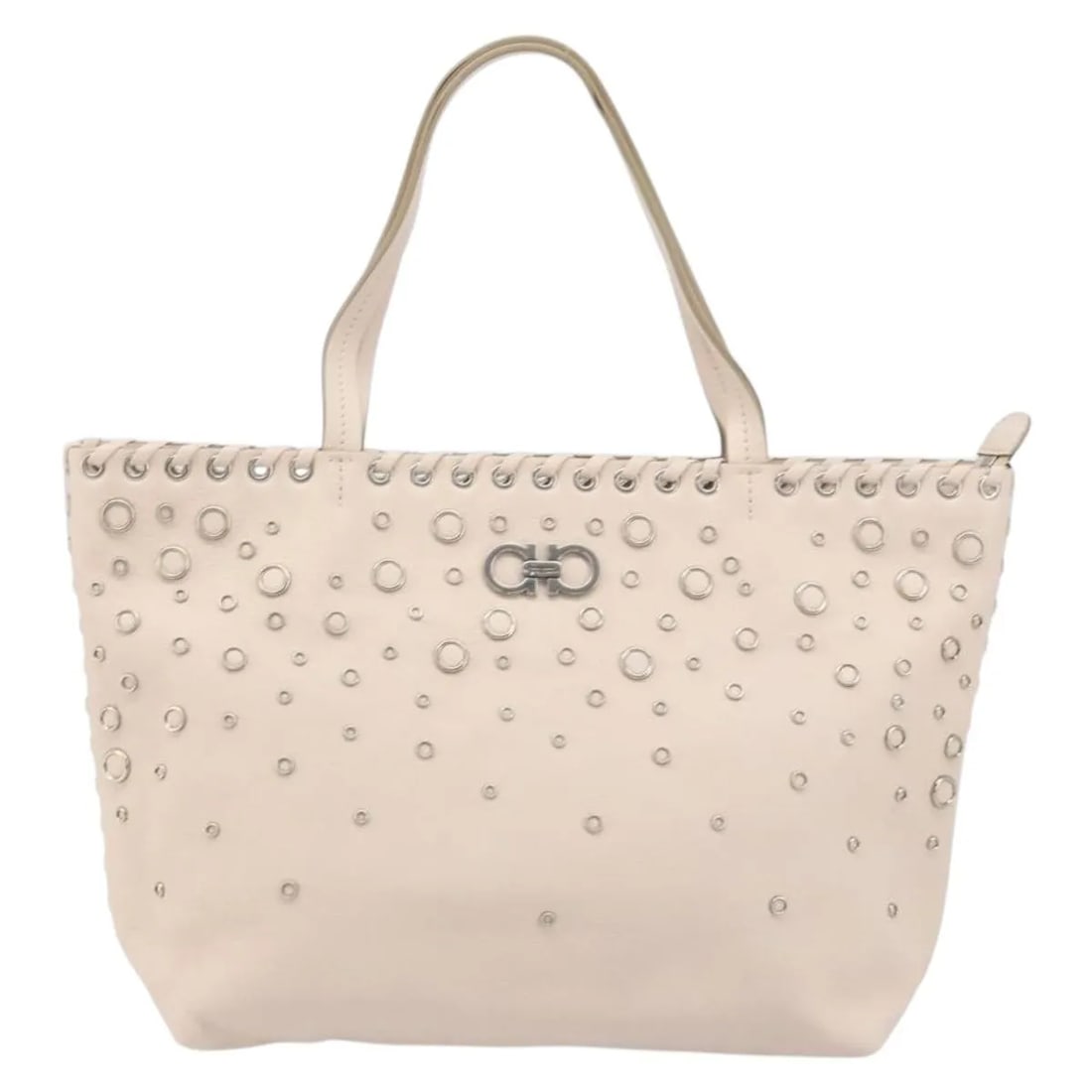 Salvatore Ferragamo Gancini pink leather handbag: Salvatore Ferragamo Gancini pink leather handbag Salvatore Ferragamo Gancini leather bag in pink. This vintage piece shows honest wear consistent with very good vintage condition, including light wear