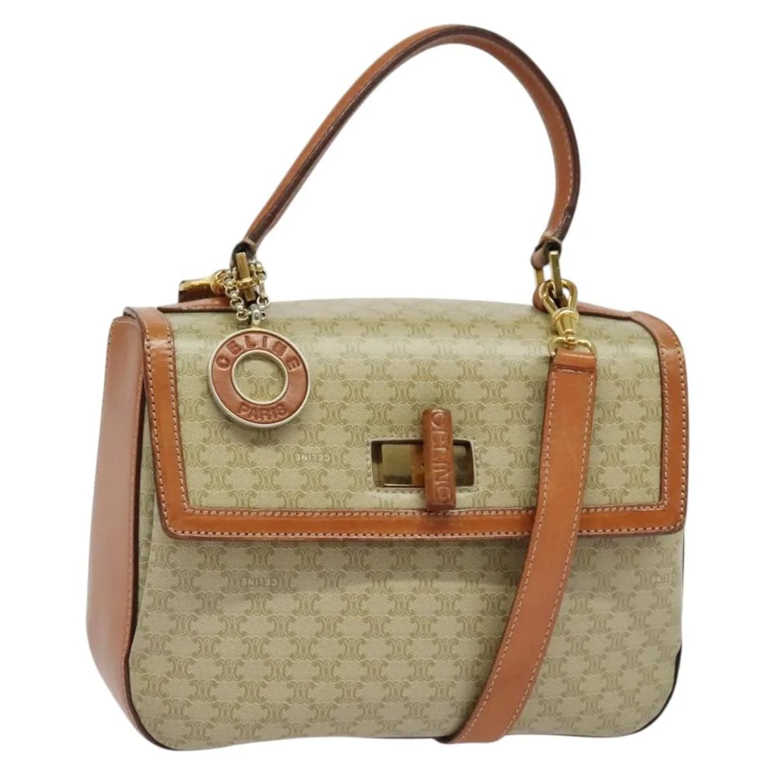 Celine Macadam Coated Canvas Convertible Top Handle Bag Beige: Celine Macadam Coated Canvas Convertible Top Handle Bag Beige Vintage Celine Convertible Top Handle bag in beige canvas with the Macadam pattern. This women's bag is made in Italy and shows honest vin