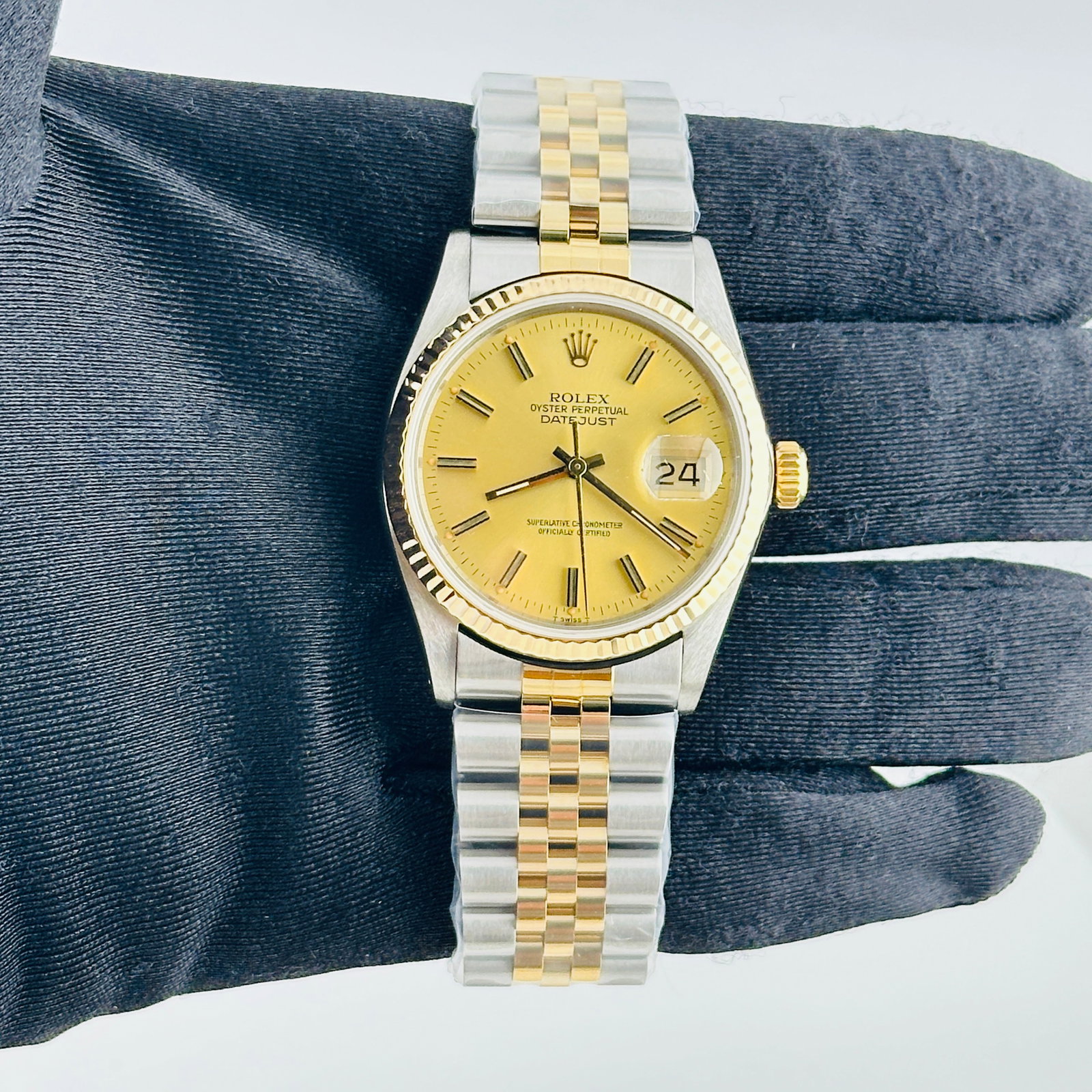 Rolex Datejust 16013 mens watch champagne dial aftermarket Jubilee bracelet (1 of 5)