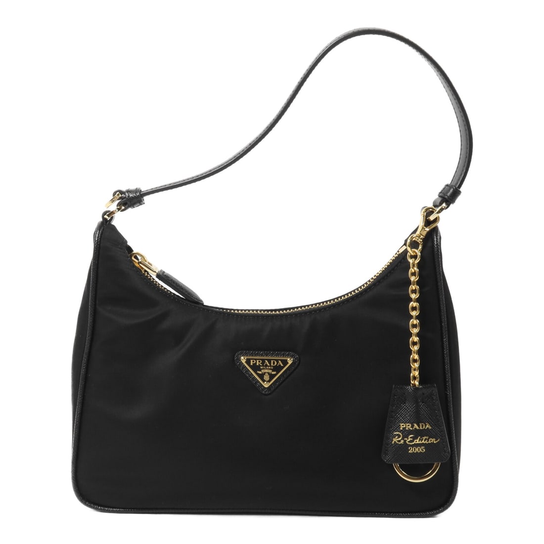 PRADA Re-Edition 2005 Mini Nylon Saffiano Leather Handbag Black: PRADA Re-Edition 2005 Mini Nylon Saffiano Leather Handbag Black Prada Re-Edition 2005 mini handbag in black with a nylon exterior and Saffiano leather trim. This women's handbag is made in Italy and p
