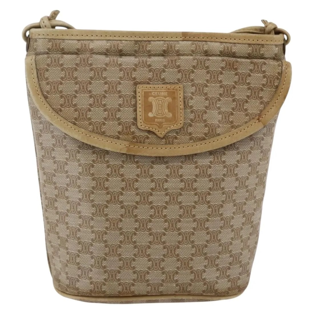 Celine Vintage Macadam Shoulder Bag Beige Canvas Italy: Celine Vintage Macadam Shoulder Bag Beige Canvas Italy This Celine Vintage Macadam shoulder bag features signature beige canvas and is designed for women. The bag is crafted in Italy and showcases the