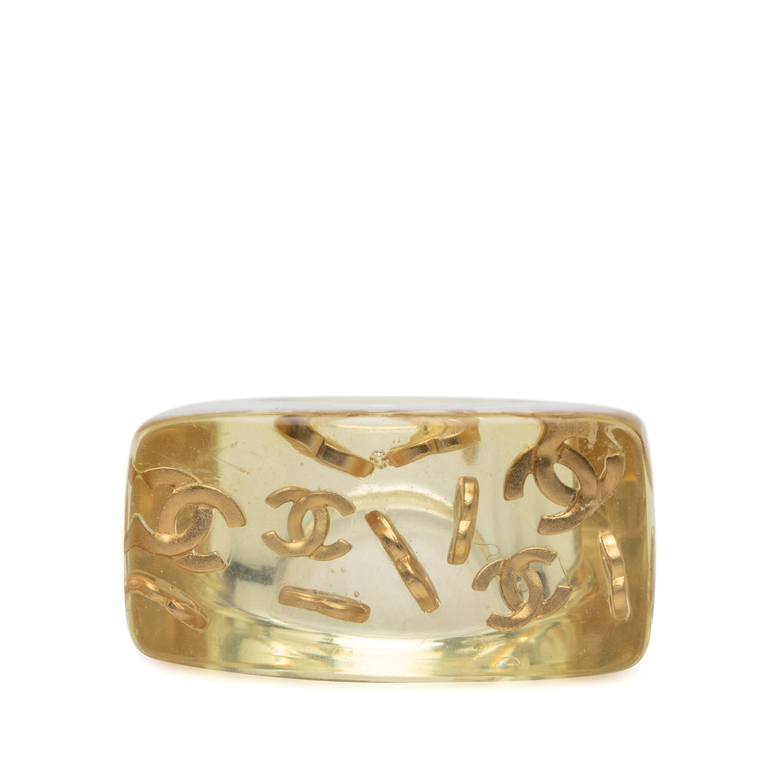Chanel CC Logo Ring in Acrylic with Gold Plated Detail (1 of 4)