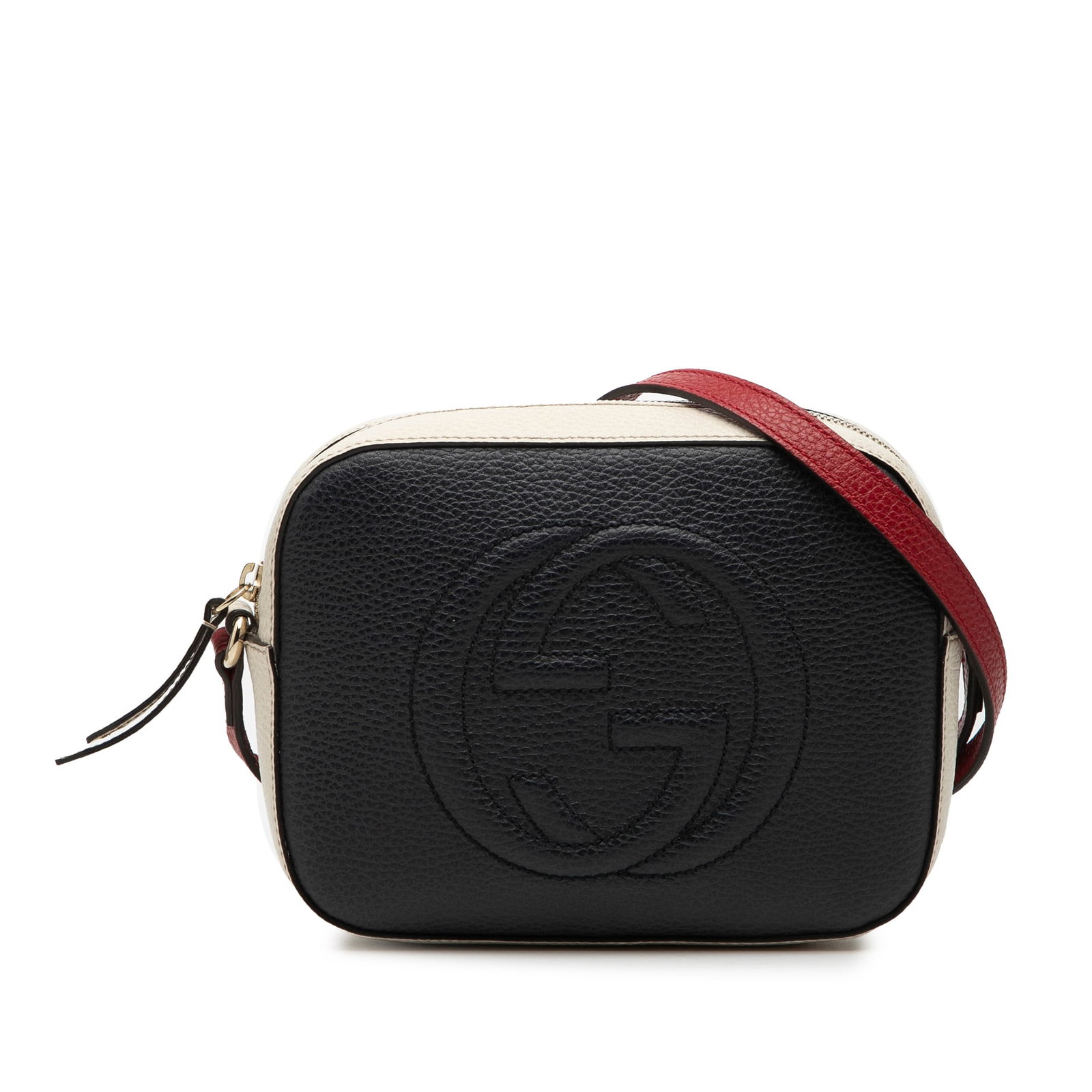 Gucci Soho Disco tricolor leather crossbody bag: Gucci Soho Disco tricolor leather crossbody bag This Gucci Small Tricolor Leather Soho Disco Crossbody bag is crafted from leather and features an adjustable flat leather strap, a top zip closure, and