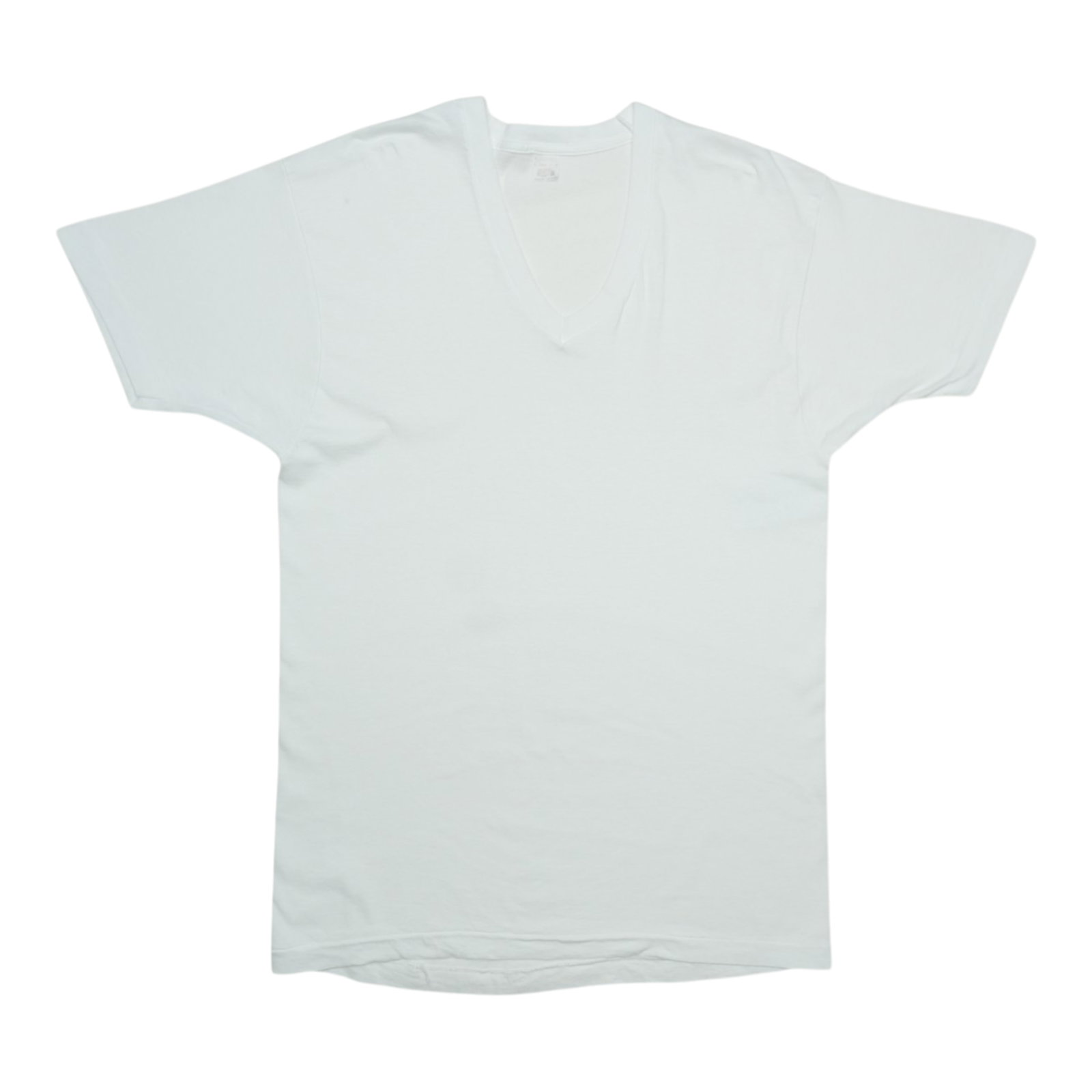 Vintage 1980s White V-Neck FOTL Cotton Shirt Extra Large: Vintage 1980s White V-Neck FOTL Cotton Shirt Extra Large This is an original vintage 1980s FOTL V-neck shirt in white. It features a blank front with no back graphics and is made from 100% cotton. The