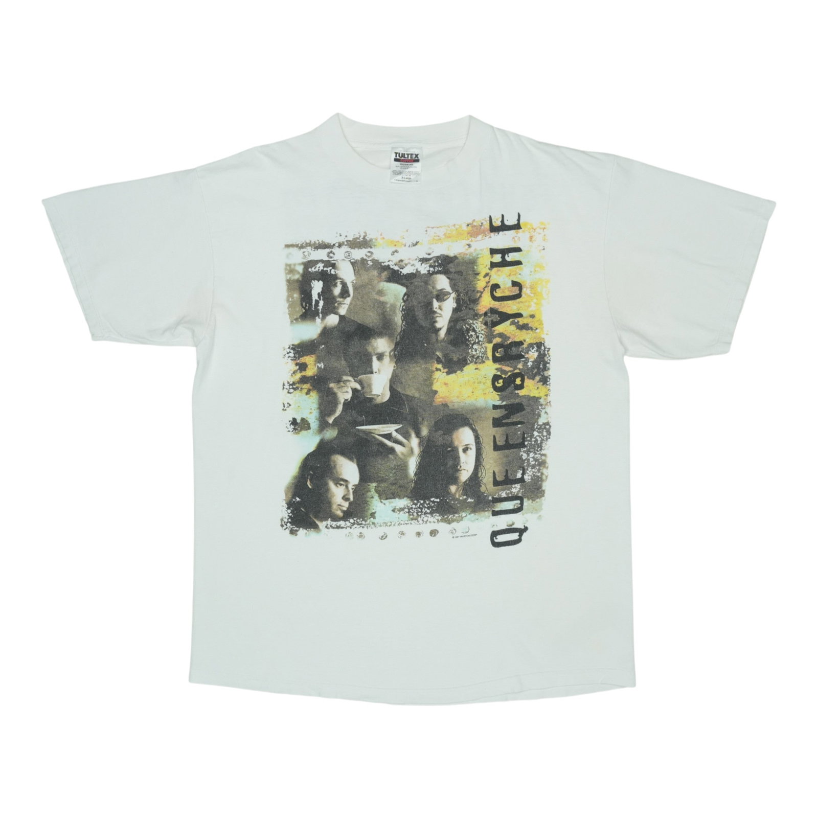 Vintage 1997 Queensryche White Cotton Band Tee Size XL: Vintage 1997 Queensryche White Cotton Band Tee Size XL This is an original vintage 1997 Queensryche shirt featuring front and back graphics. Made from 100% cotton in white, this extra large shirt is f