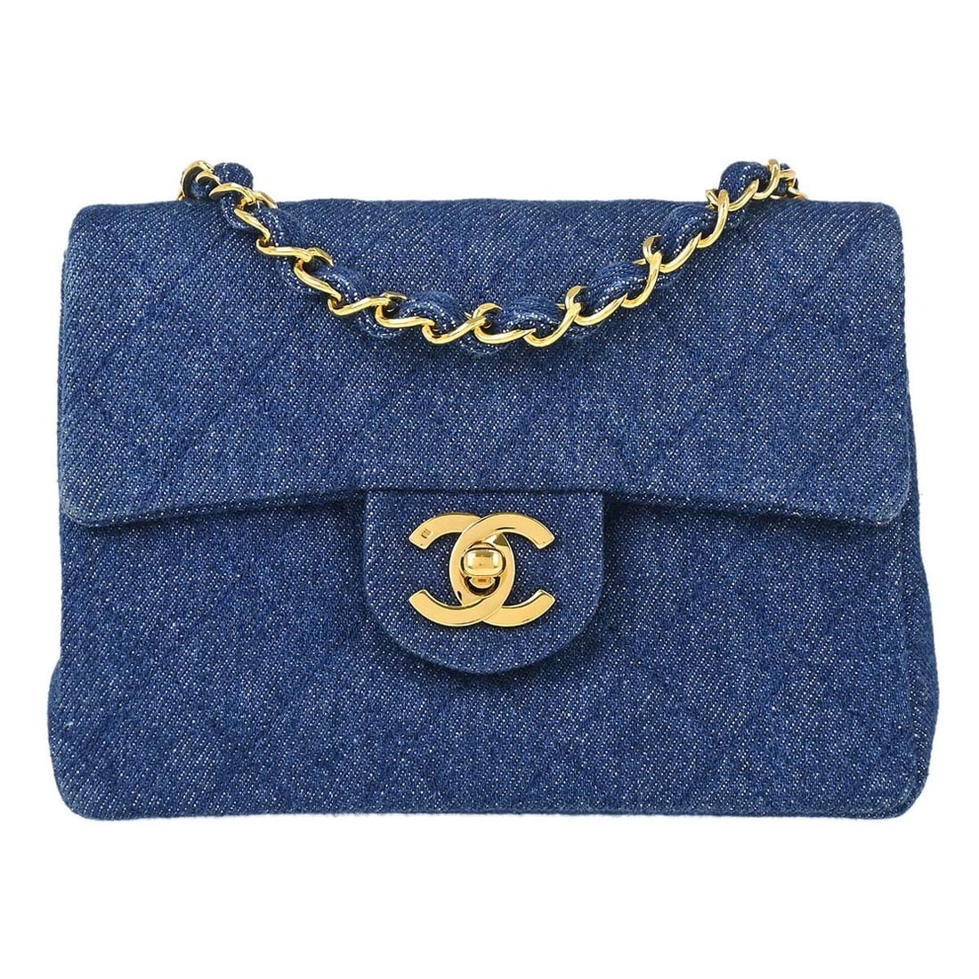 CHANEL Classic Flap Mini Square Denim Shoulder Bag Indigo (1 of 15)