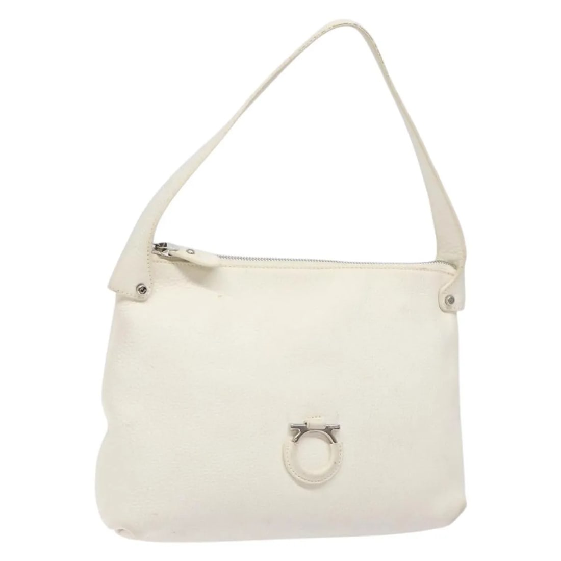 White Leather Shoulder Bag Salvatore Ferragamo Gancini (1 of 18)