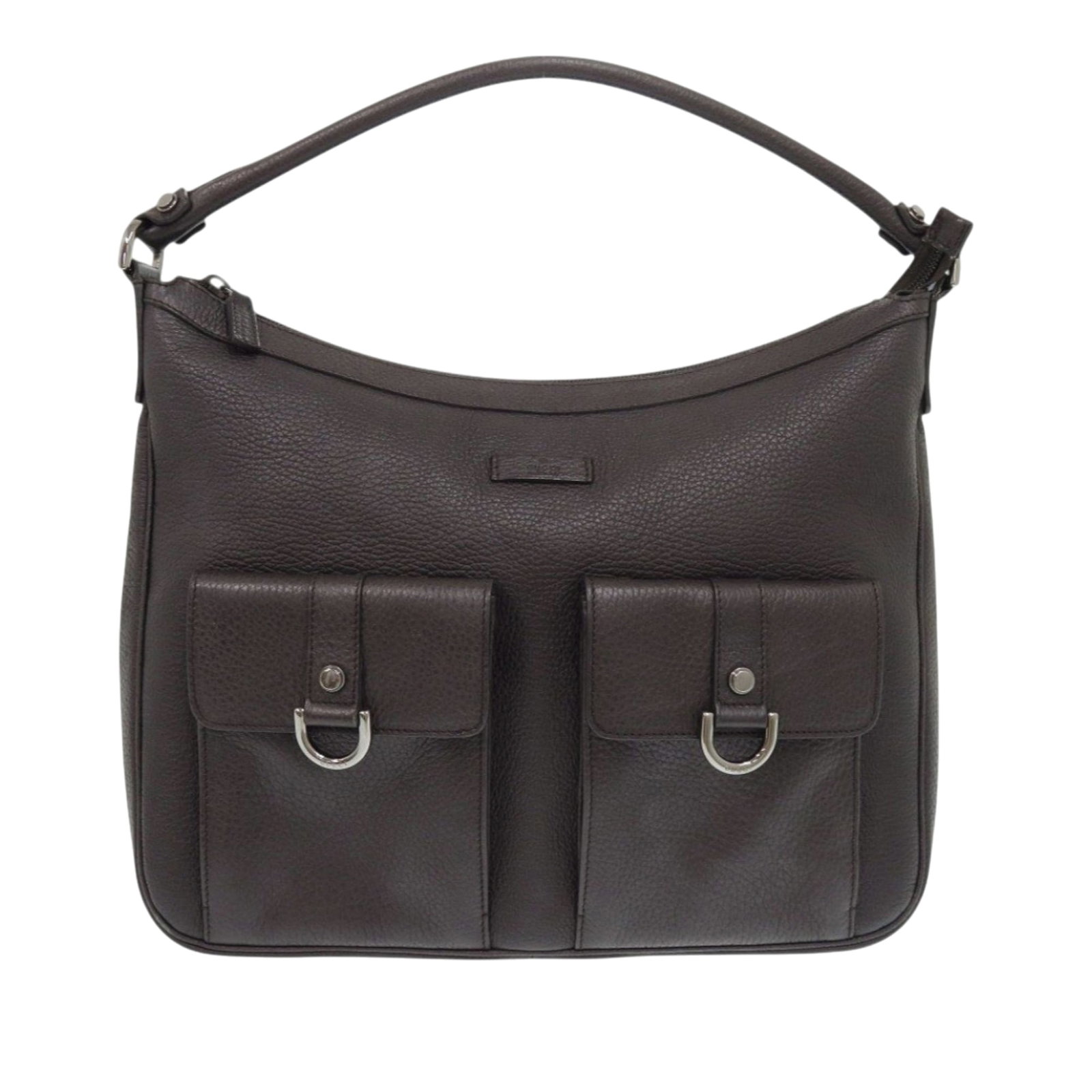 Brown Leather Gucci Abbey D Ring Zip Top Handbag: Brown Leather Gucci Abbey D Ring Zip Top Handbag Gucci Abbey D Ring handbag in brown calfskin leather with a structured silhouette and practical pocket layout. This zip-top bag features rolled leather