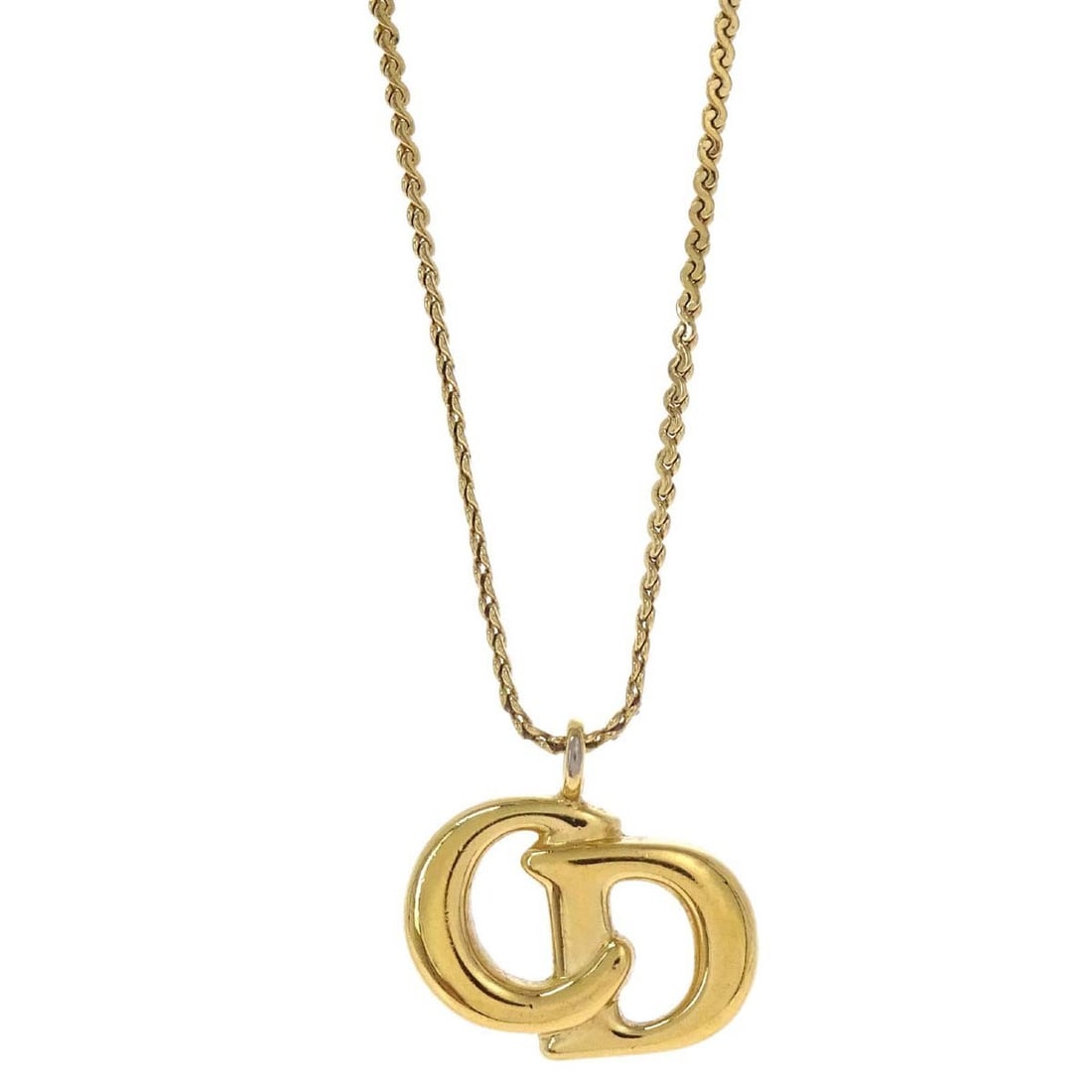 Dior Gold Plated Pendant Necklace Vintage Charm: Dior Gold Plated Pendant Necklace Vintage Charm Vintage Christian Dior gold plated pendant necklace with a charm-style pendant. The piece shows peeling to the plating and is otherwise noted as being i