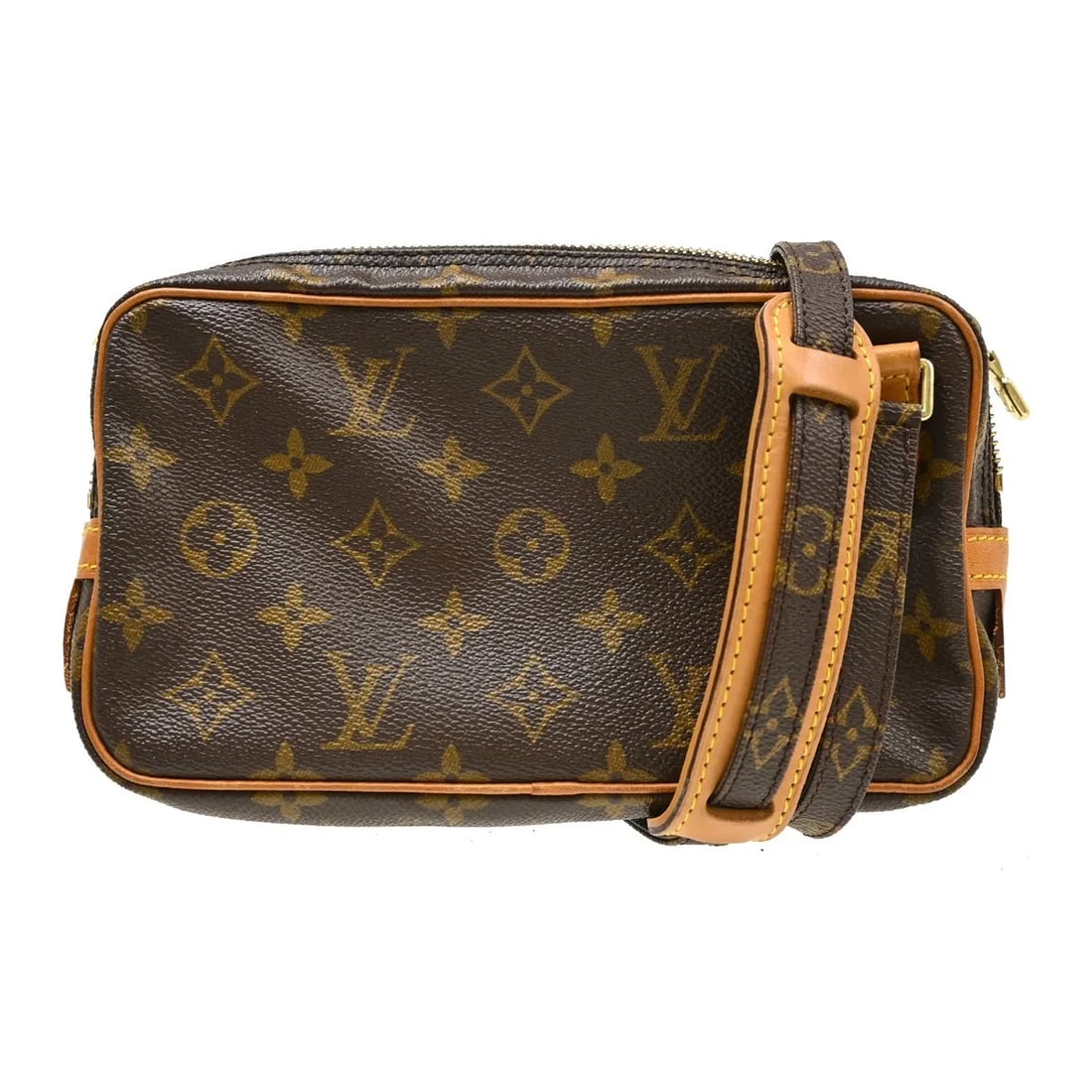 Louis Vuitton Pochette Marly Bandouliere Monogram Shoulder Bag: Louis Vuitton Pochette Marly Bandouliere Monogram Shoulder Bag Louis Vuitton Pochette Marly Bandouliere in brown monogram canvas. This unisex bag is made in France and remains in good condition, showi