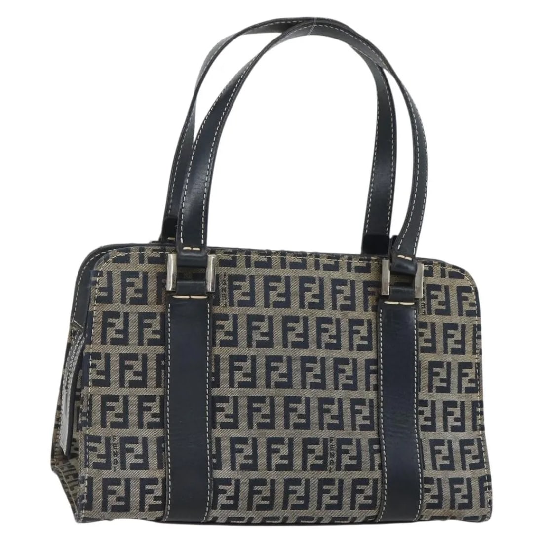 Vintage Fendi Zucchino Canvas Satchel Navy 24cm Handbag: Vintage Fendi Zucchino Canvas Satchel Navy 24cm Handbag This vintage Fendi satchel is crafted from navy Zucchino canvas with leather trim. Designed for women, the handbag features a spacious interior 