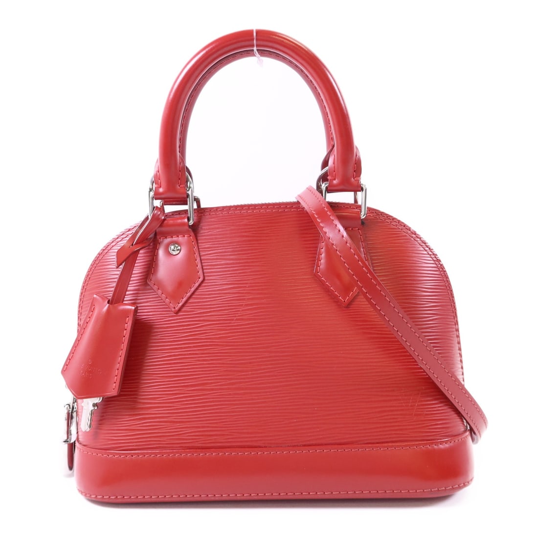 Alma BB Red Epi Leather Shoulder Bag by Louis Vuitton M56204: Alma BB Red Epi Leather Shoulder Bag by Louis Vuitton M56204 This Louis Vuitton Alma BB 2Way shoulder bag is crafted from red Epi leather with calfskin exterior. It features a versatile design that ca