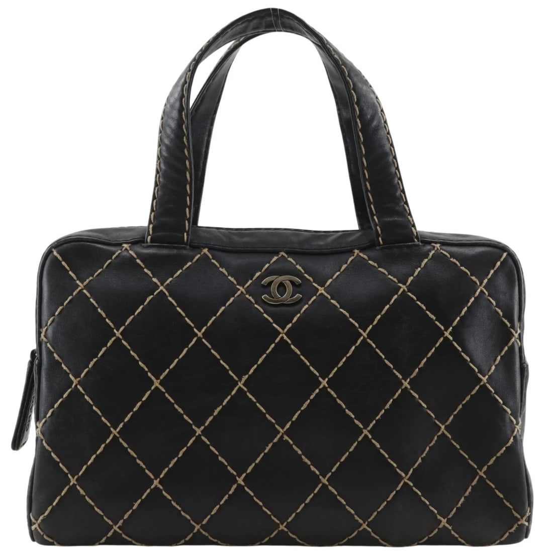 Chanel Surpique Boston black leather handbag (1 of 12)