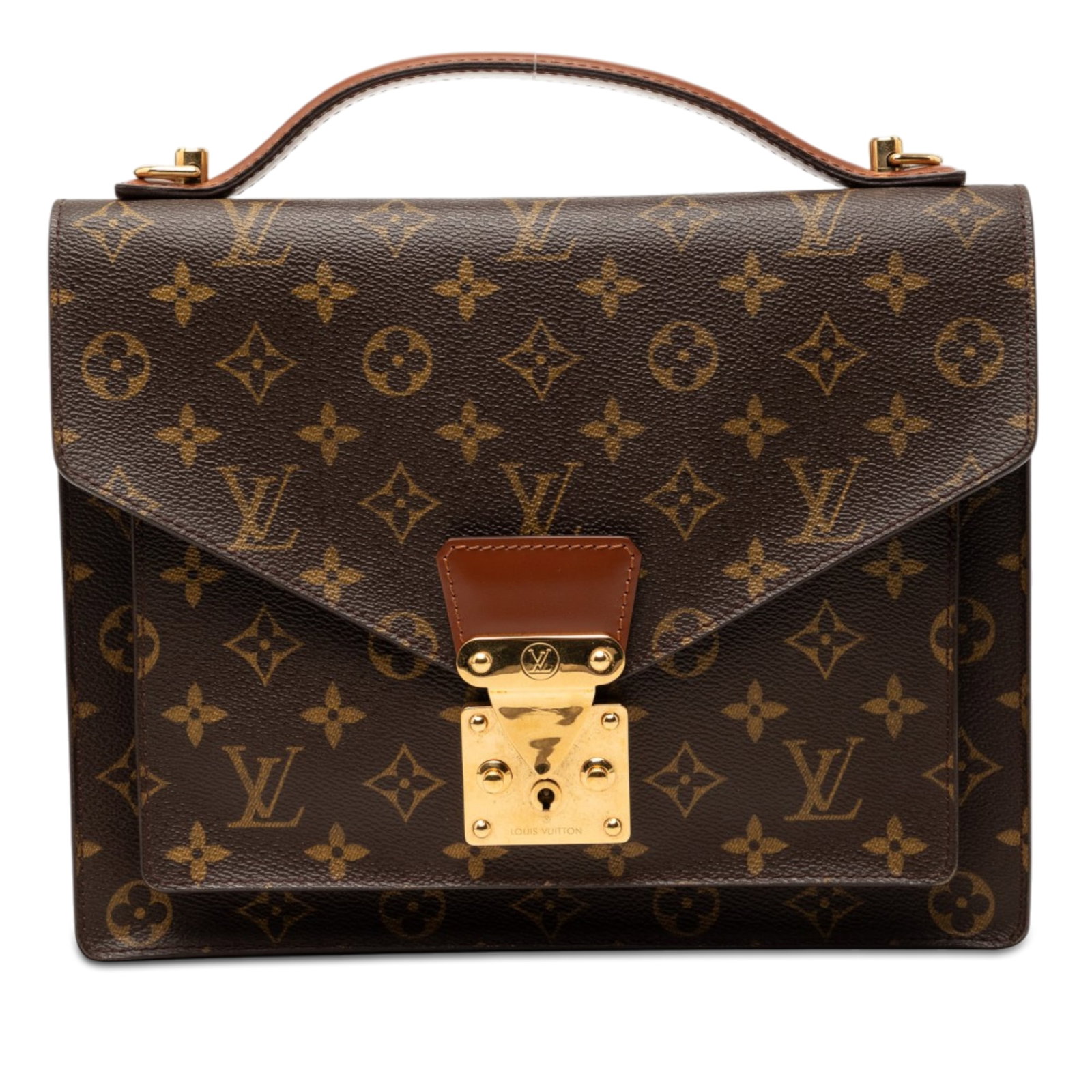 Louis Vuitton Monceau 28 Monogram Canvas Top Handle Bag: Louis Vuitton Monceau 28 Monogram Canvas Top Handle Bag Louis Vuitton Monogram Monceau 28 bag with a monogram canvas body, flat handle, and front flap with push-lock closure. The interior includes zip