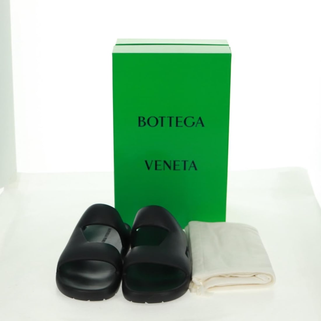 Bottega Veneta Black Band Slide Rubber Sandals Size 41 With Box