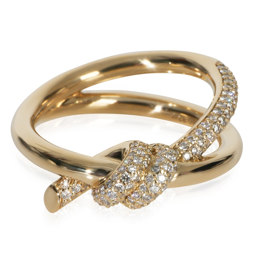 Tiffany & Co. Double Row Knot 18k Yellow Gold Diamond Ring with Original Box (1 of 7)