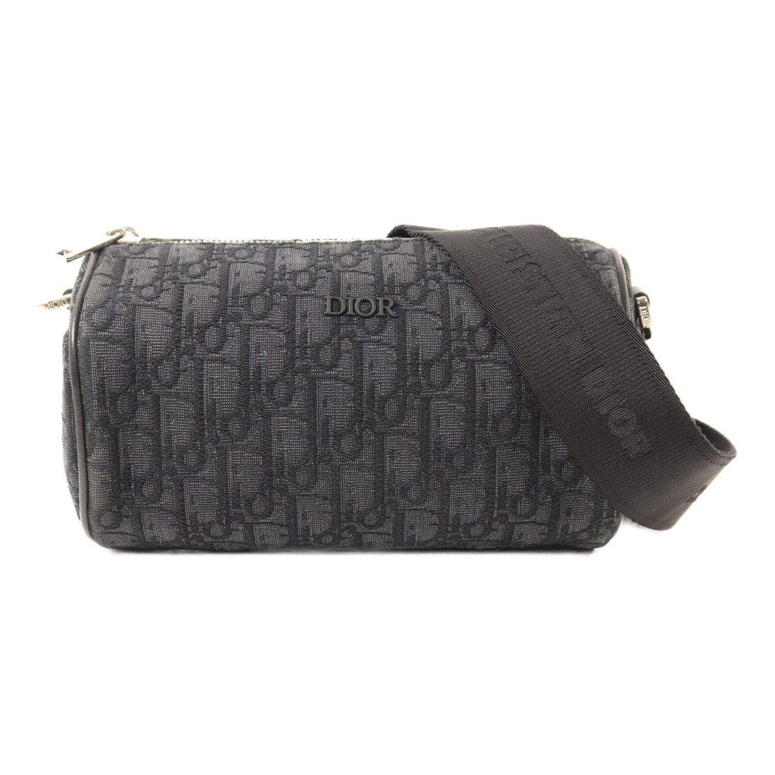Dior CD Roller Messenger Shoulder Bag Black Canvas SHW: Dior CD Roller Messenger Shoulder Bag Black Canvas SHW Christian Dior shoulder bag in black canvas with a compact messenger-style silhouette. Designed as a unisex accessory, this piece is made in Fran