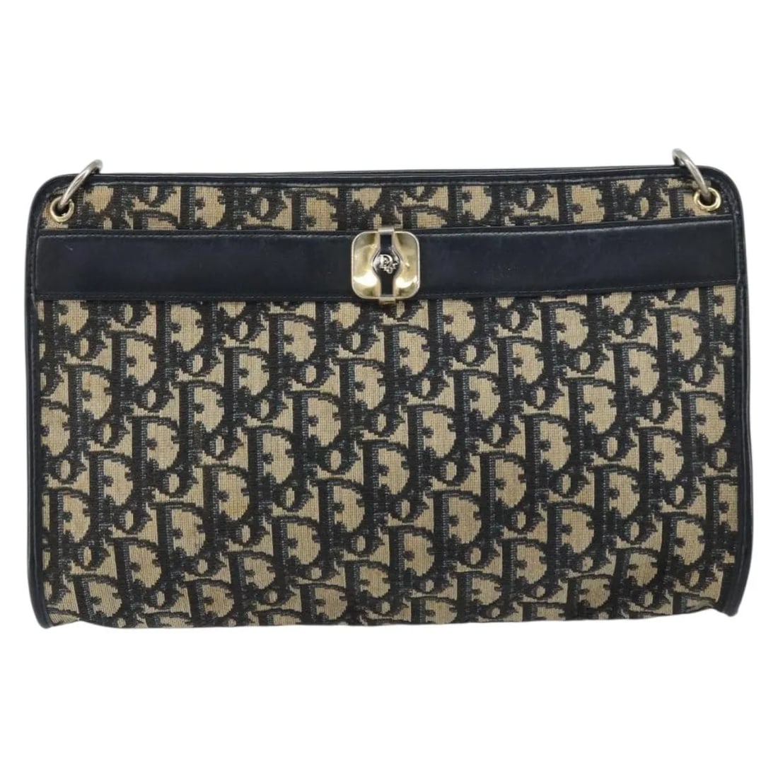 Christian Dior Vintage Trotter shoulder bag navy canvas: Christian Dior Vintage Trotter shoulder bag navy canvas This pre-owned Christian Dior Vintage Trotter shoulder bag is crafted from navy canvas with leather accents. Designed for women, it features a s
