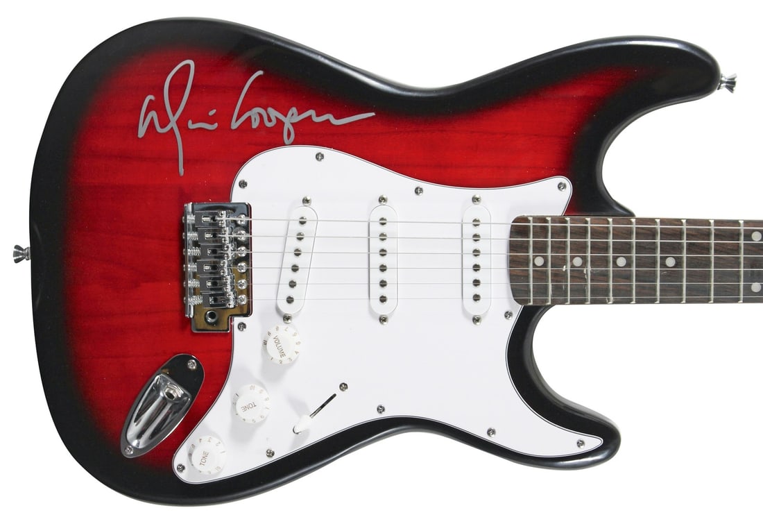 Alice Cooper Signed Red Sunburst Electric Guitar with BAS Authentication: Alice Cooper Signed Red Sunburst Electric Guitar with BAS Authentication This authentic Red Sunburst Electric Guitar has been personally signed by the legendary Alice Cooper, ensuring its place as a u