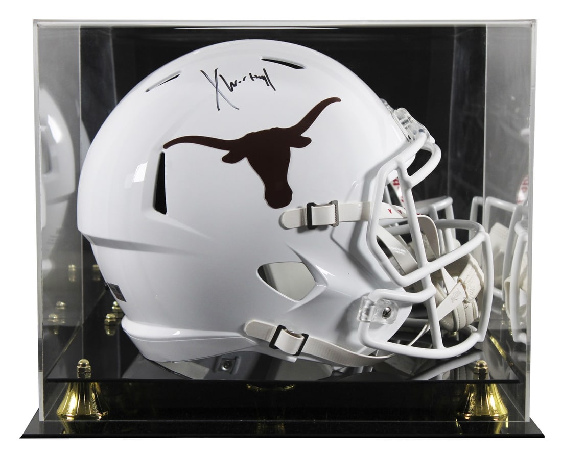 Xavier Worthy Signed Texas Longhorns Full Size Helmet with Fanatics Authentication: Xavier Worthy Signed Texas Longhorns Full Size Helmet with Fanatics Authentication This authentic full-size Speed Replica helmet is a must-have for any Texas Longhorns fan. Personally signed by Xavier