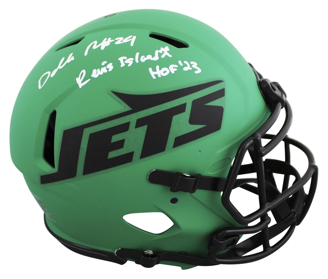 BAS Witnessed Darelle Revis signed Jets Riddell full size helmet: BAS Witnessed Darelle Revis signed Jets Riddell full size helmet Autographed alternate Rave Riddell authentic full size Proline helmet personally signed by Darelle Revis of the New York Jets. The insc