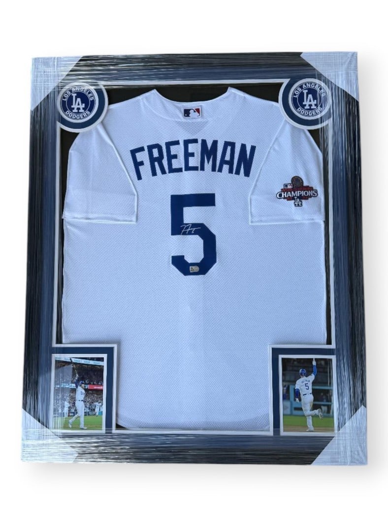 Freddie Freeman Signed Jersey Custom Framed MLB Authentic Dodgers 35x42 (1 of 2)