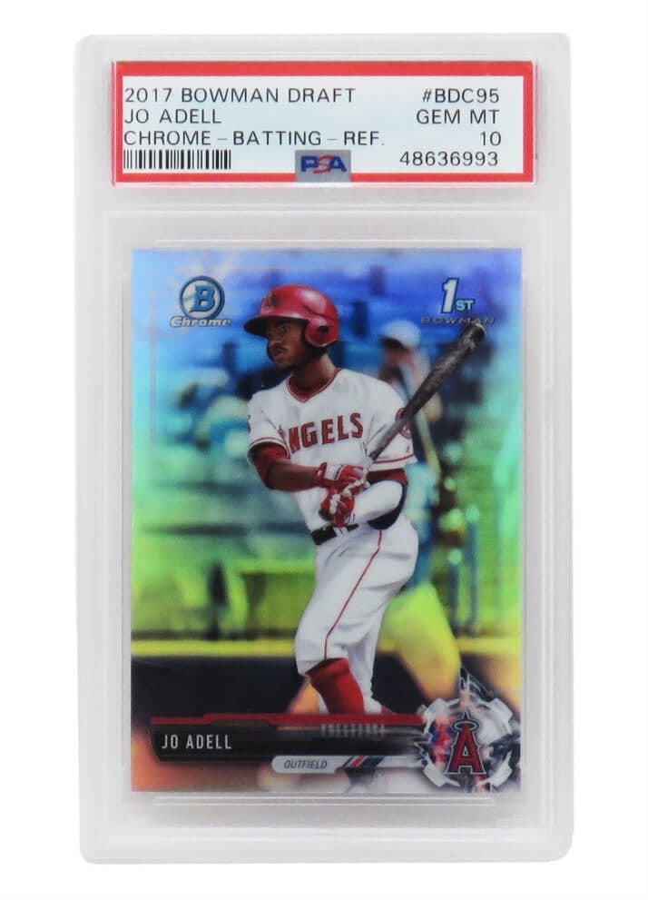Jo Adell 2017 Bowman Chrome Refractor PSA 10 Rookie Card BDC95: Jo Adell 2017 Bowman Chrome Refractor PSA 10 Rookie Card BDC95 This listing features a Jo Adell 2017 Bowman Chrome Refractor rookie card, graded Gem Mint 10 by Professional Sports Authenticator (PSA).