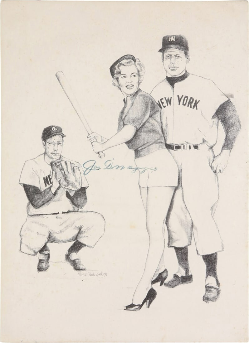 Joe DiMaggio Signed Photo with Marilyn Monroe JFK PSA Authenticated 13x18 (1 of 5)
