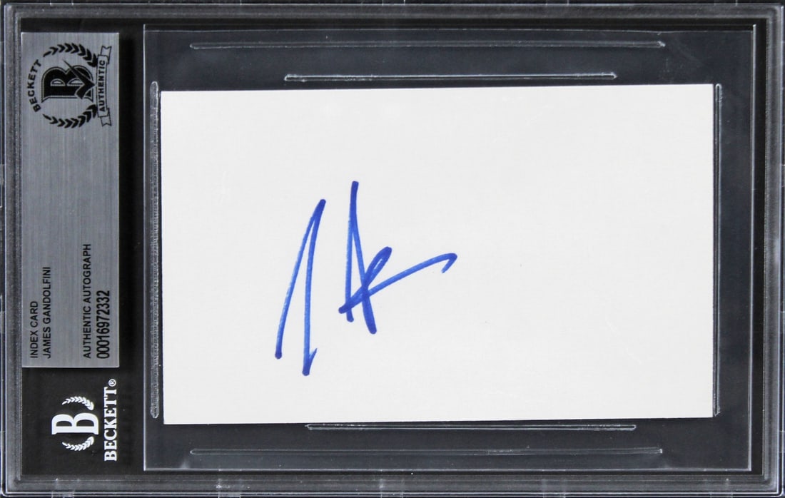 James Gandolfini Signed 3x5 Card Beckett Authenticated Slab The Sopranos (1 of 2)