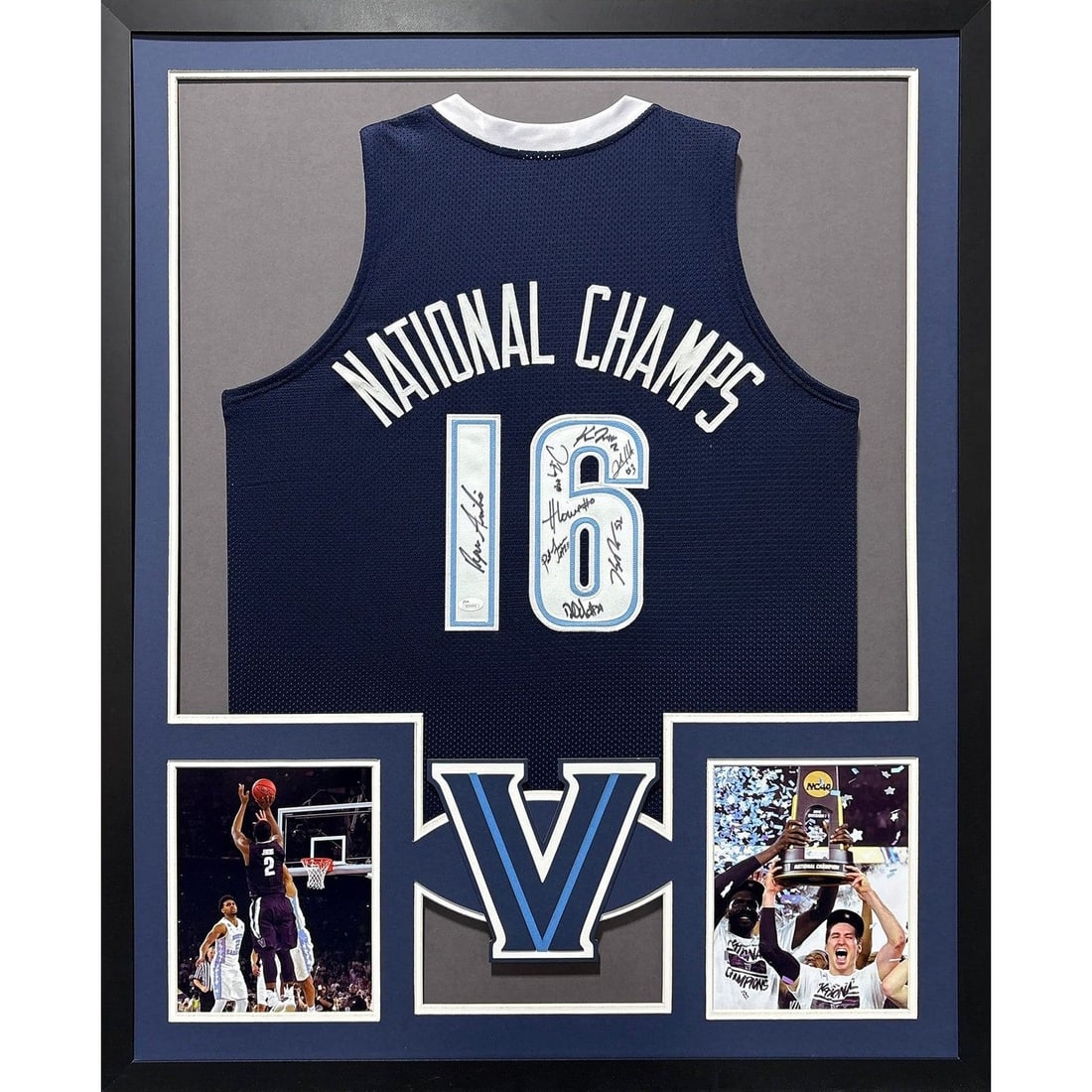 2016 Villanova Framed Jersey Signed by Team JSA Authenticated: 2016 Villanova Framed Jersey Signed by Team JSA Authenticated This framed jersey commemorates Villanova's 2016 National Championship and is hand-signed by members of the team, including Ryan Arcidiaco