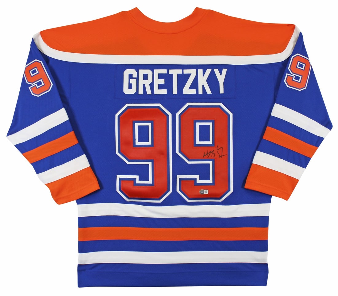 Wayne Gretzky Autographed 1986-87 Blue Oilers Mitchell & Ness Jersey Beckett COA (1 of 6)