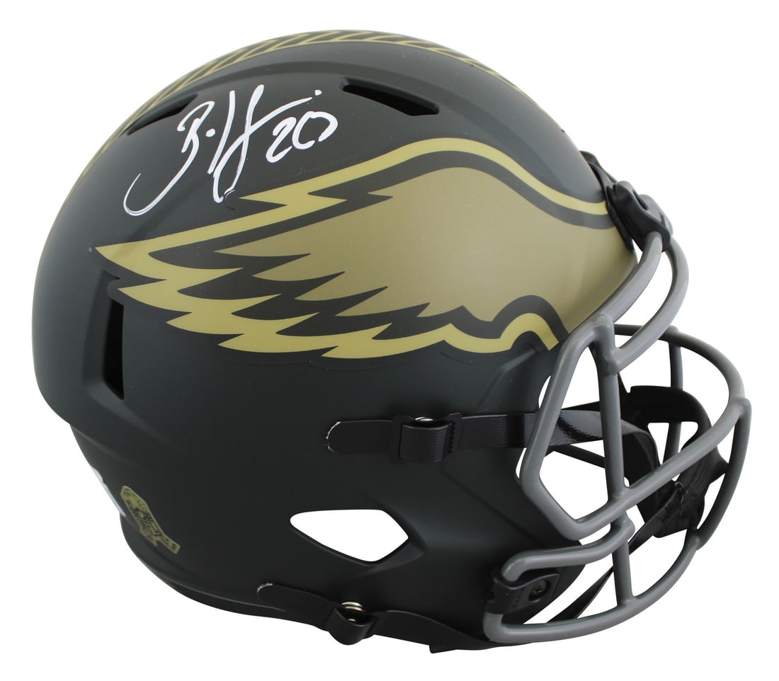Brian Dawkins Autographed Eagles Salute To Service IV Full Size Helmet BAS Witnessed: Brian Dawkins Autographed Eagles Salute To Service IV Full Size Helmet BAS Witnessed This Philadelphia Eagles Salute To Service IV Riddell full size Speed replica helmet features a hand-signed autogra