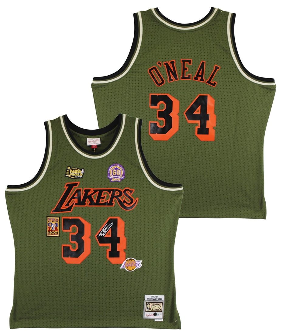 Shaquille O'Neal Signed Green Lakers 1996-97 Swingman Jersey BAS Authenticated: Shaquille O'Neal Signed Green Lakers 1996-97 Swingman Jersey BAS Authenticated This authentic Shaquille O'Neal signed Green Mitchell & Ness 1996-97 Hardwood Classics Swingman Jersey showcases the lega