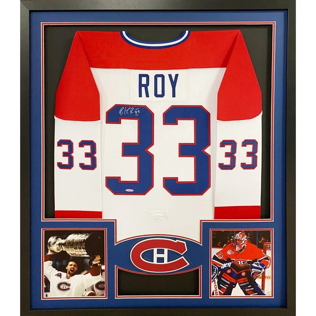 Patrick Roy Autographed Framed Jersey UDA Montreal Canadiens: Patrick Roy Autographed Framed Jersey UDA Montreal Canadiens This autographed Patrick Roy framed jersey is a must-have for any Montreal Canadiens fan. Authenticated by UDA, a leading authority in spor