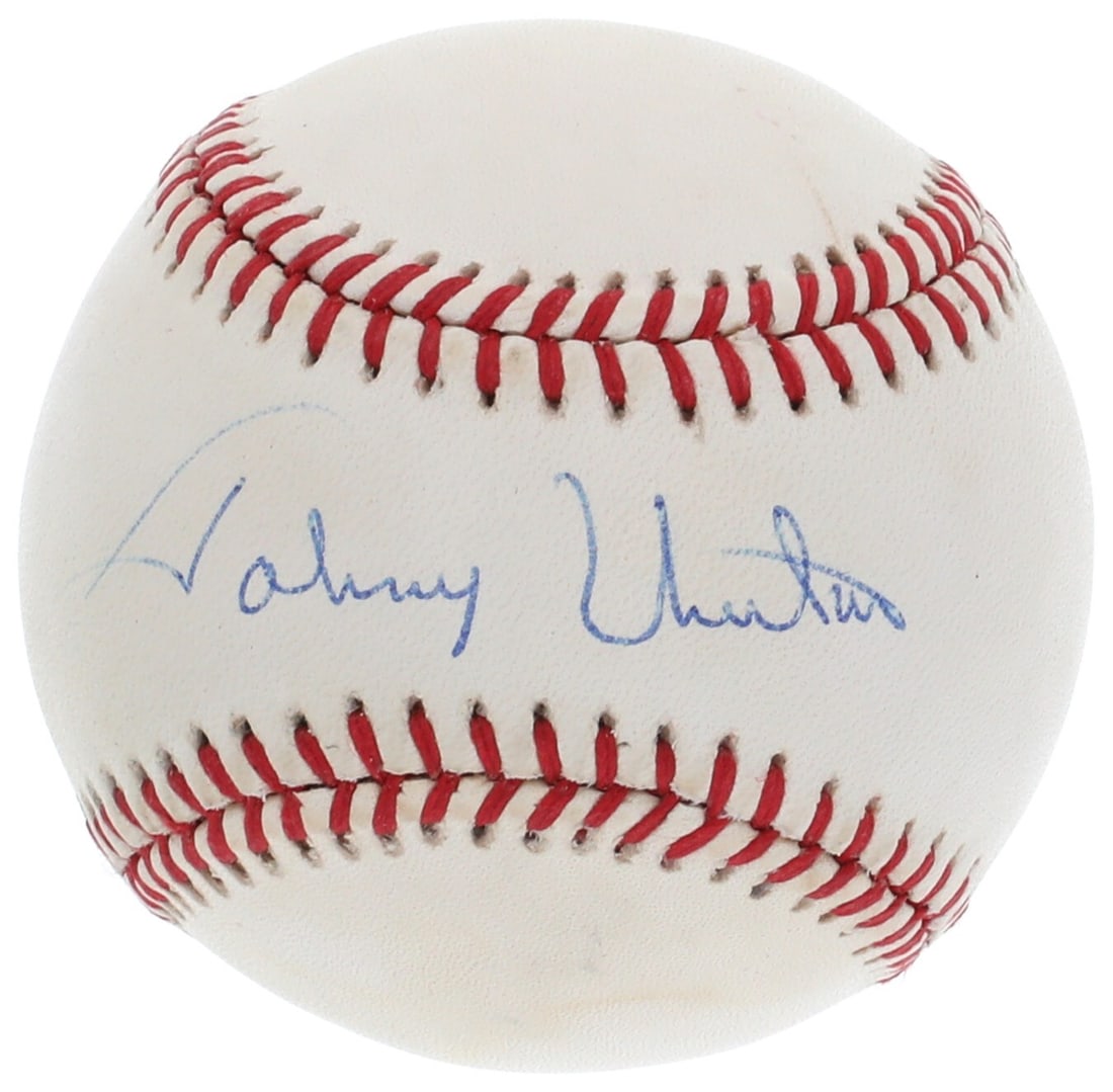Johnny Unitas Signed Baseball PSA DNA Authentic Hall of Fame Collectible: Johnny Unitas Signed Baseball PSA DNA Authentic Hall of Fame Collectible This Official American League Bobby Brown baseball features a blue ink signature by Pro Football Hall of Famer Johnny Unitas, e