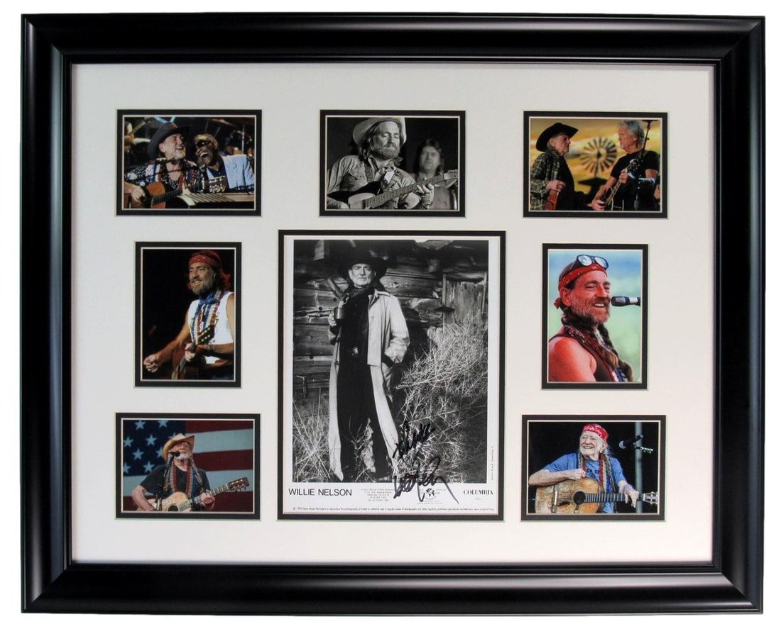 Framed Willie Nelson Autographed 8x10 Photograph Collage Beckett Authenticated (1 of 3)