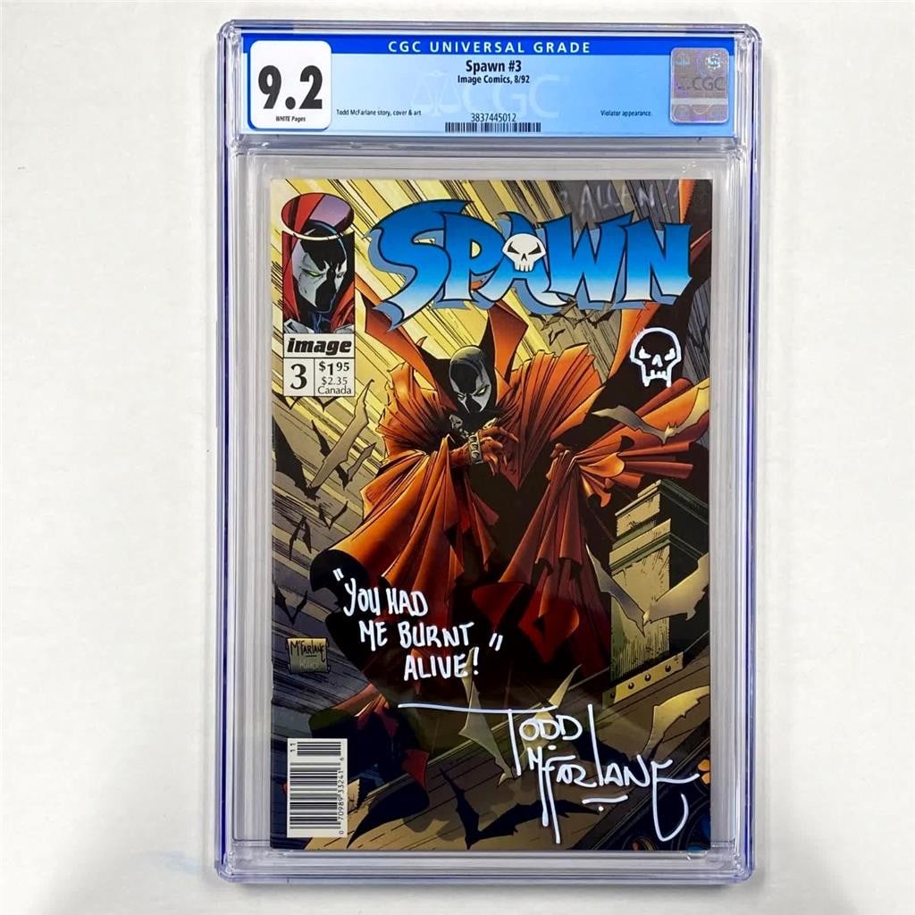 Spawn Issue 3 Comic With Todd McFarlane Inscription CGC Graded 9.2 (1 of 5)