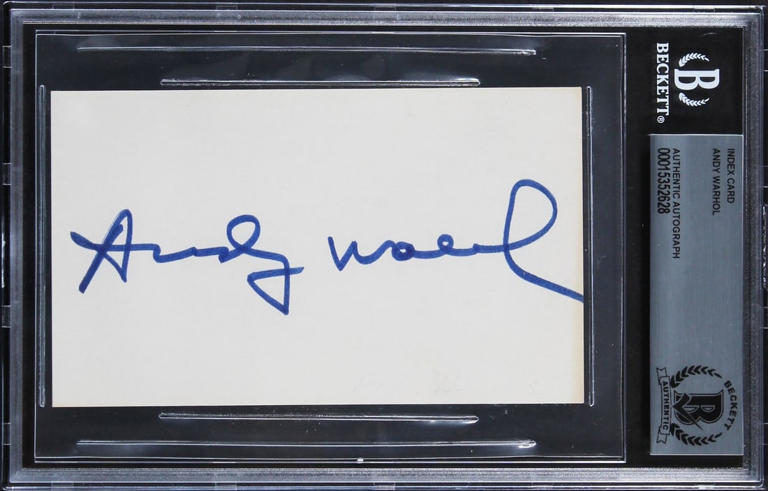 Andy Warhol Hand-Signed 3x5 Index Card Beckett Authenticated Slab (1 of 5)