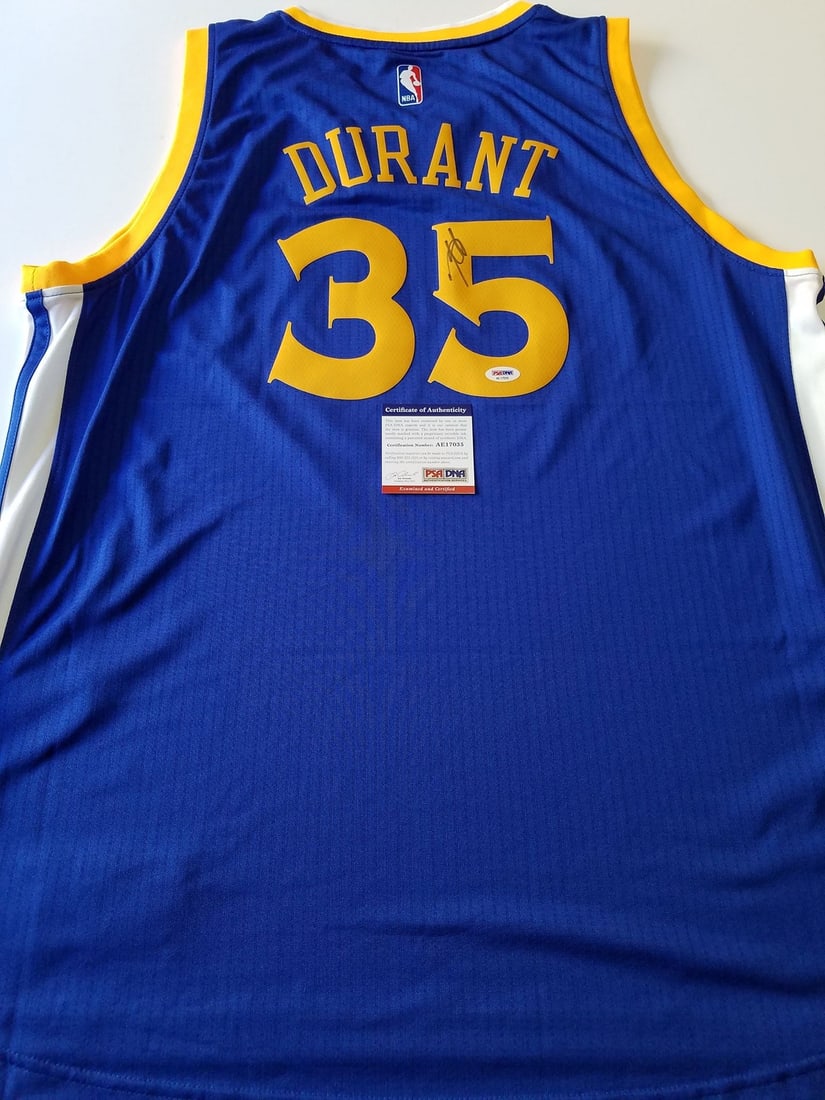 PSA DNA Kevin Durant Golden State Warriors signed basketball jersey: PSA DNA Kevin Durant Golden State Warriors signed basketball jersey This is a pre-owned Golden State Warriors jersey autographed by Kevin Durant. The autograph has been authenticated by PSA/DNA, ensur