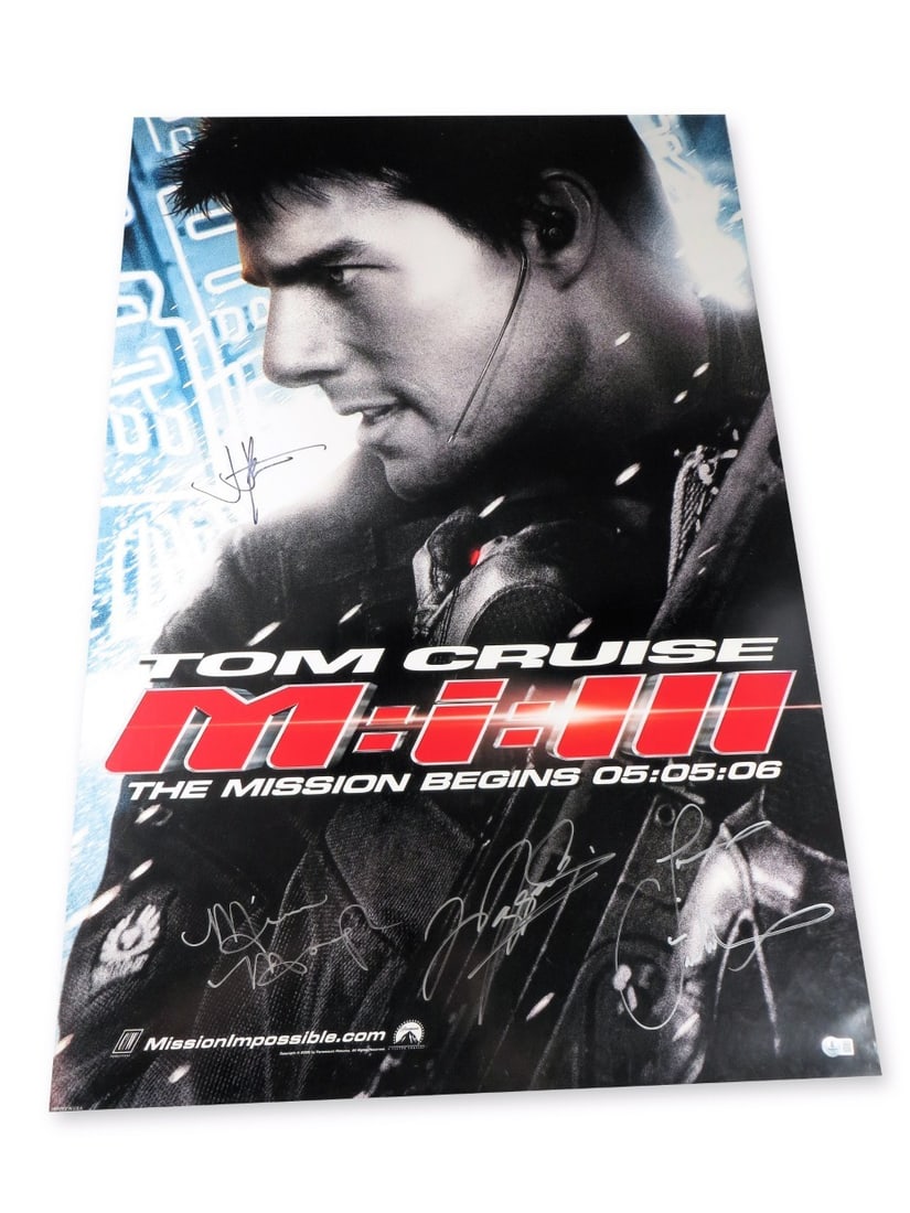 27X40 Mission Impossible 3 Poster Signed by Abrams Monaghan Fishburne Q BAS (1 of 5)