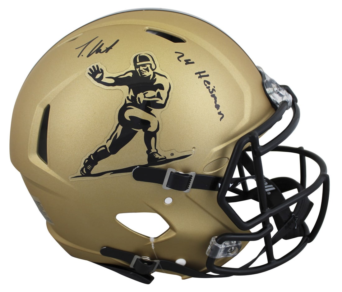 Travis Hunter Signed Heisman Logo Full Size Speed Proline Helmet BAS Authenticated: Travis Hunter Signed Heisman Logo Full Size Speed Proline Helmet BAS Authenticated This authentically signed full-size Speed Proline helmet features the Heisman logo and is personally signed by player