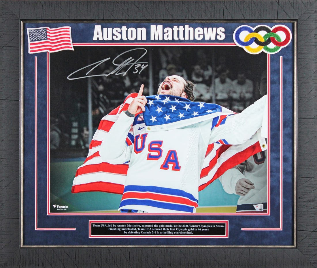 Framed 16x20 Team USA Gold Medal Photo signed by Auston Matthews Fanatics (1 of 2)
