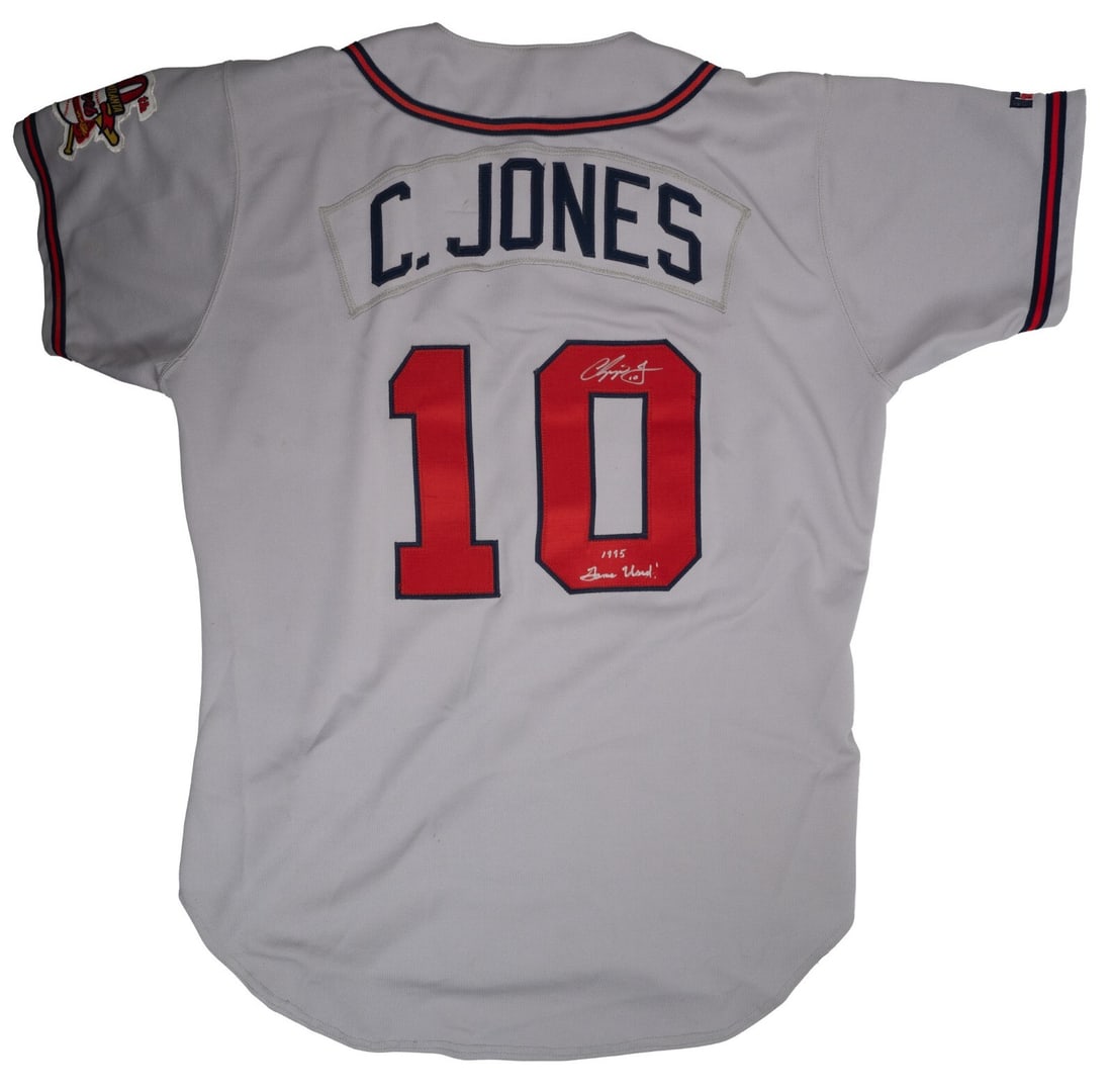 Chipper Jones 1995 Rookie Game Used Jersey Pants A10 MEARS JSA COA: Chipper Jones 1995 Rookie Game Used Jersey Pants A10 MEARS JSA COA Own a piece of baseball history with this Chipper Jones 1995 Rookie Game Used Jersey and Pants, graded A10 by MEARS and accompanied b
