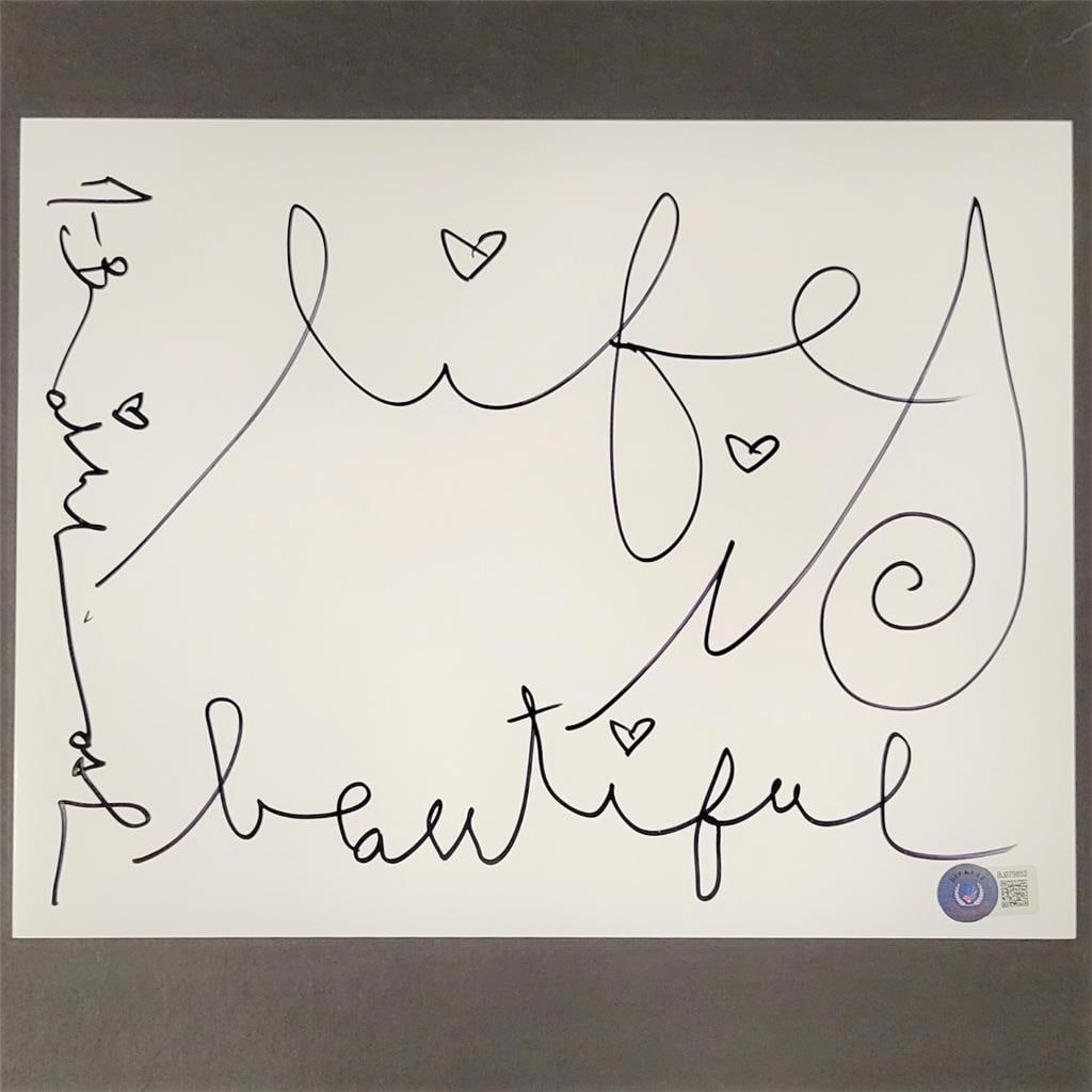 Life is Beautiful 8.5x11 Original Sketch Signed by Mr. Brainwash Beckett Authenticated (1 of 3)