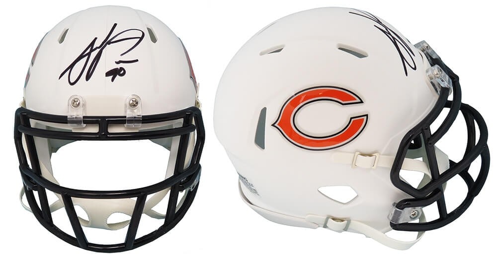 Julius Peppers Autographed Chicago Bears Riddell Mini Helmet with COA: Julius Peppers Autographed Chicago Bears Riddell Mini Helmet with COA Celebrate the legacy of Julius Peppers with this signed Chicago Bears flat white matte Riddell Speed mini helmet. This original pi
