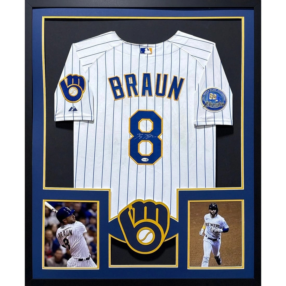 Framed Ryan Braun autographed Brewers TB jersey JSA: Framed Ryan Braun autographed Brewers TB jersey JSA This is a framed Milwaukee Brewers jersey autographed by Ryan Braun. The jersey is authenticated by JSA and includes a tamper-proof sticker for veri