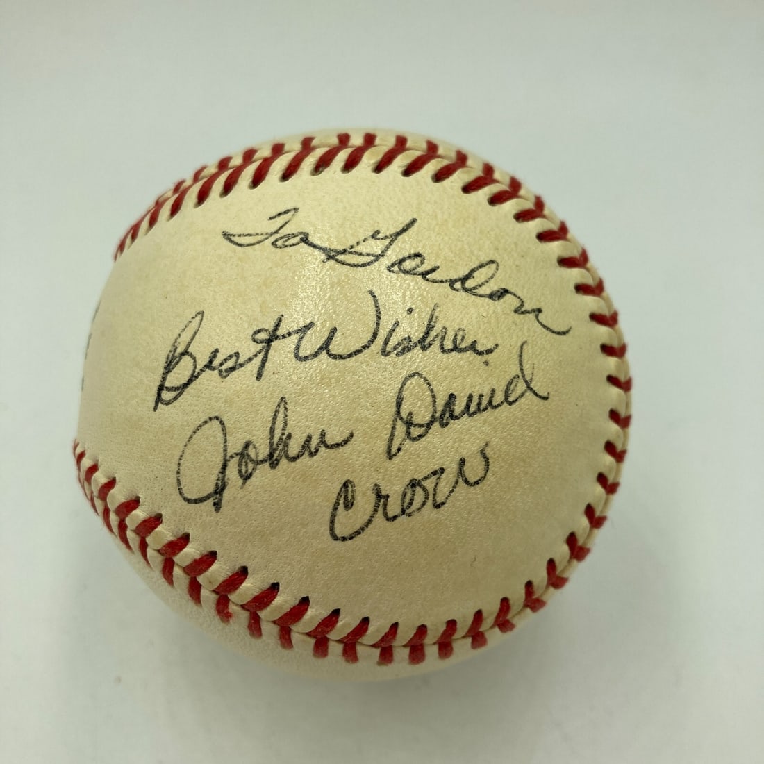 John David Crow Signed Baseball Heisman Winner JSA COA: John David Crow Signed Baseball Heisman Winner JSA COA This is a vintage baseball signed by John David Crow, a distinguished Heisman Trophy winner. The ball is officially authenticated by James Spence
